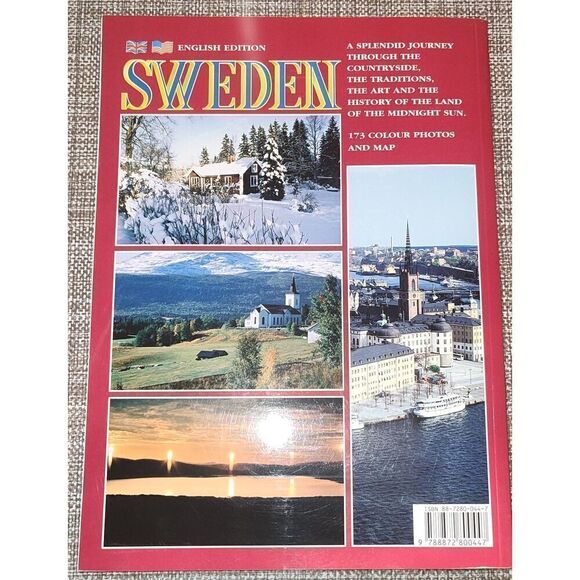 Sweden Land of the Midnight Sun English Edition Paperback Photos Map 2000 - Picture 2 of 10